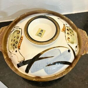 Vintage Donabe Clay Japanese Earthenware Pot Rice Cooker